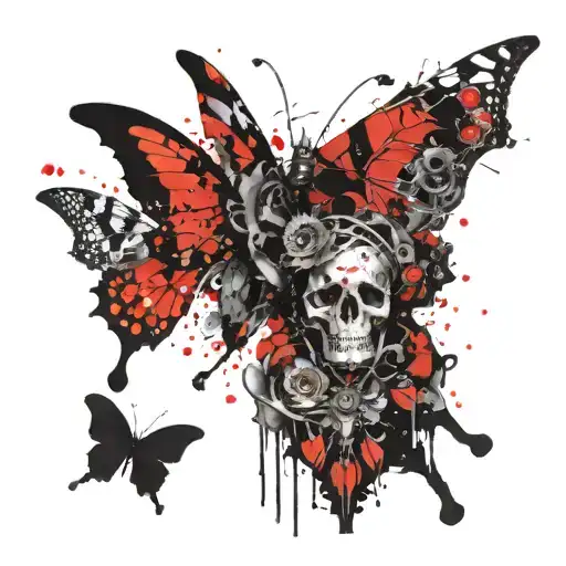 Butterfly Wings With Skeletal