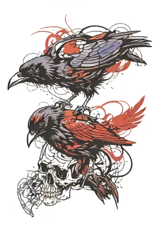 Raven On Skull Edgar Allen Poe Inspired Baltimore Ravens