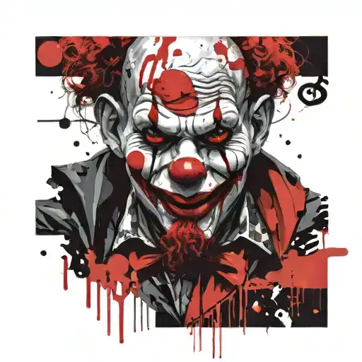 Realistic Sad Clowns With Music Notes Forming