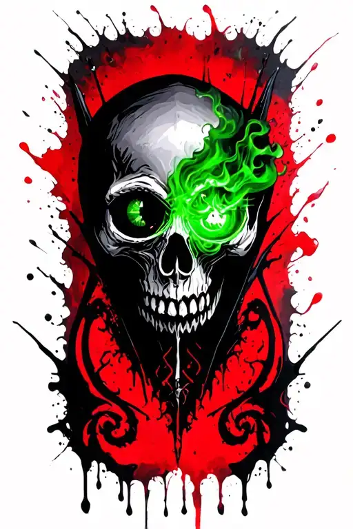 Make Me A Death Eater Dark Mark With Vecna As The Skull With Green Smoke Coming Out Of One Eye
