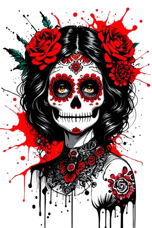 Day Of The Dead Woman Half Sleeve