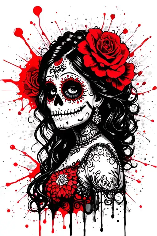 Day Of The Dead Woman Half Sleeve