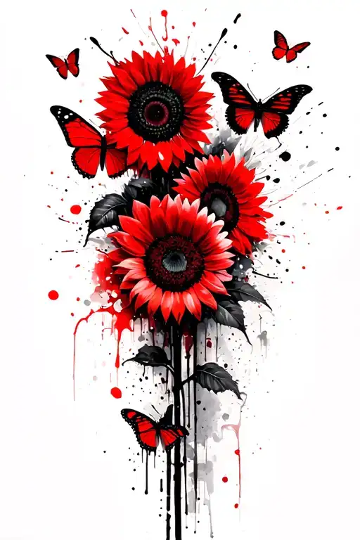 Butterflies And Sunflowers Coming