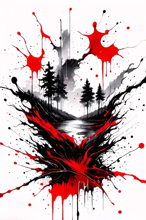 Full Sleeve Tattoo Of Abstract Landscape Inspired