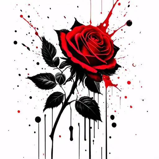 Realistic Rose And Stem