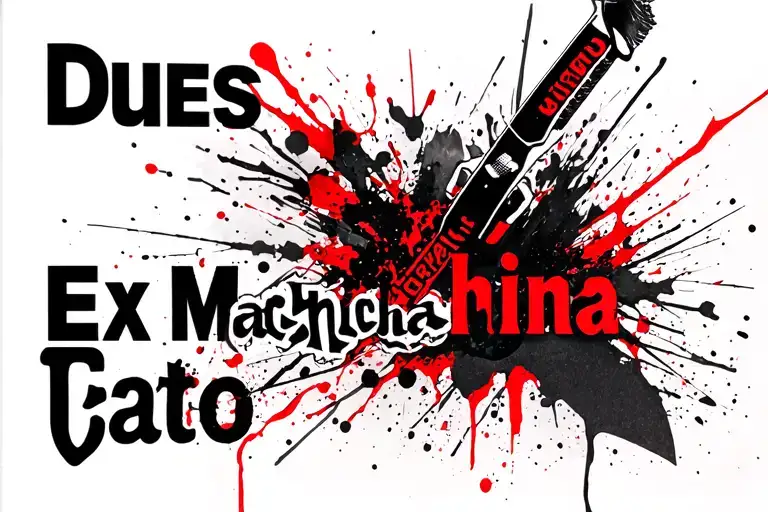 Dues Ex Machina Text With Stiletto Knife