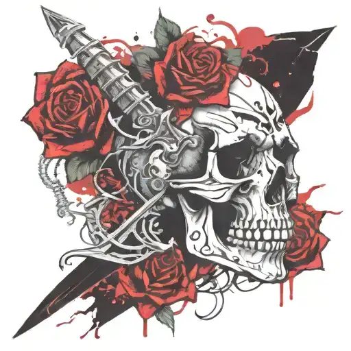 Dragon Dagger Rose Skull