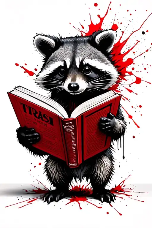 Raccoon Holding Open Book