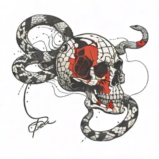 Snake Wrapped Around A Skull Wearing