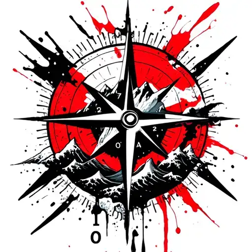 Compass Mountain And Waves