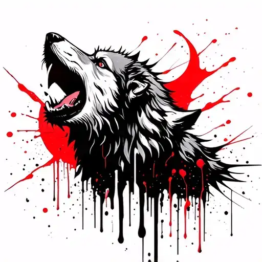 Roaring Wolf Howling At The Moon