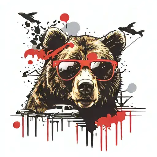 Papa Bear Chilling At The Beach With Sunglasses