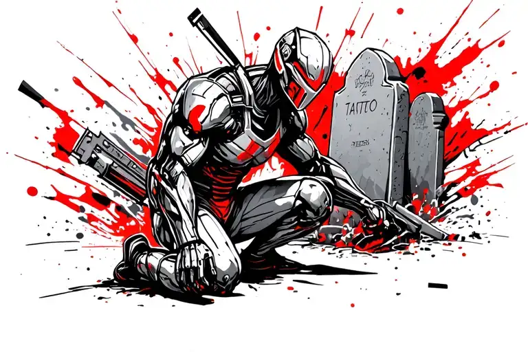 Megatron Kneeling At Headstone
