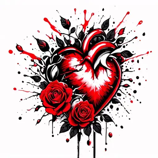 Mum Heart Tattoo With Roses