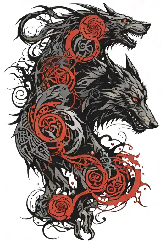 Fenrir With Gemini Zodiac And Runes
