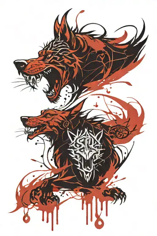 Fenrir With Gemini Zodiac And Runes