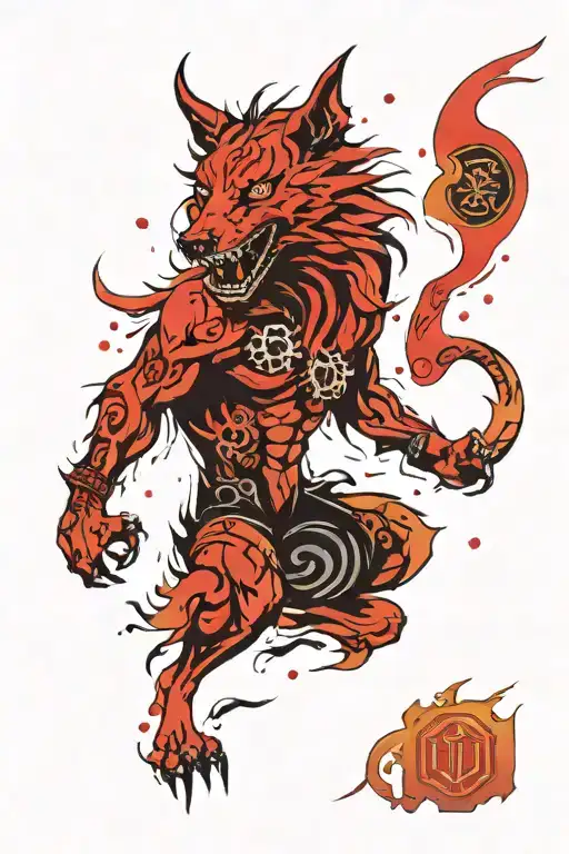 Fenrir With Gemini Zodiac And Runes