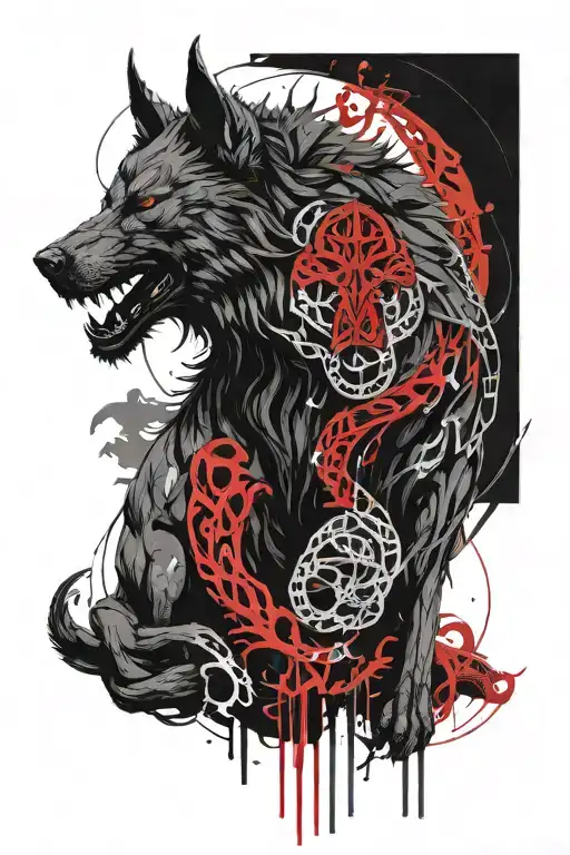 Fenrir With Gemini Zodiac And Runes