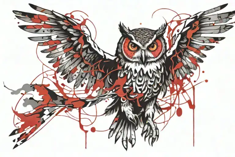 Owl With Spread Wings