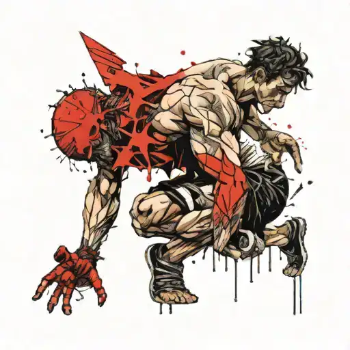 Front View Of Greek Mythology God Atlas Crouching Carrying The Earth On His Back