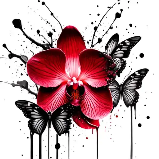 Orchid With Butterflies On Ankle