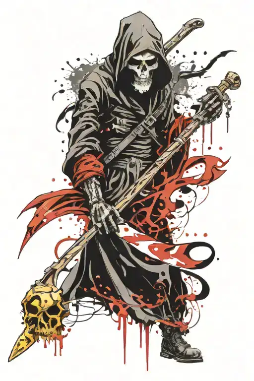Grim Reaper Holding A Cardnal