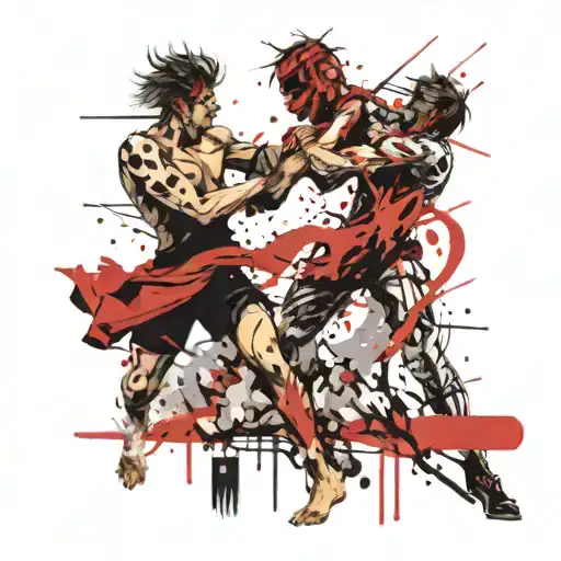 Three People Fighting Each Other Symbolizing