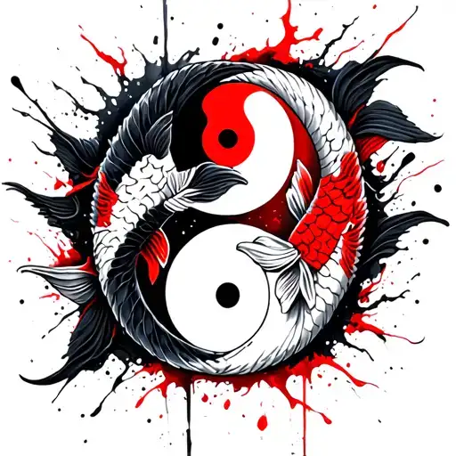 Gemini Koi Fish Yin Yang Symbol Intertwined With Xavier In The Middle