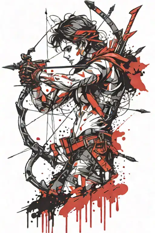 Hunter With Bow And Arrow Design