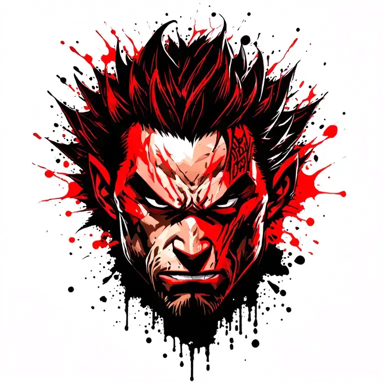 Akuma From Street Fighter While Glowing Facing His Back