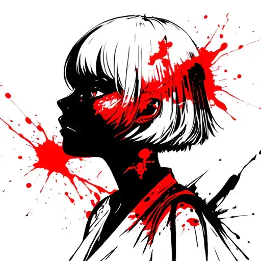 Girl With Short White Hair In Anime Style