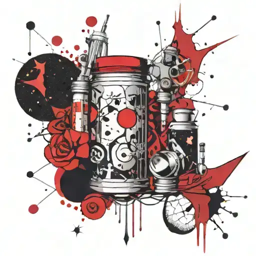 A Constellation Of Love-themed Symbols Intertwined With Pharmacy Tools