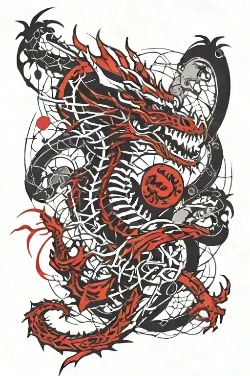 Dragon Skeleton Wrapped Around Shin