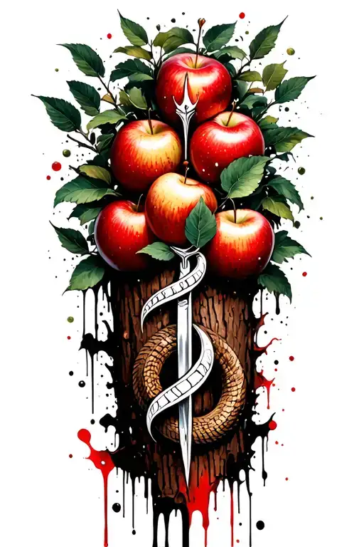 A Fleur De Lance Is Coiled Around The Trunk Of The Garden Of Eden Tree With Apples