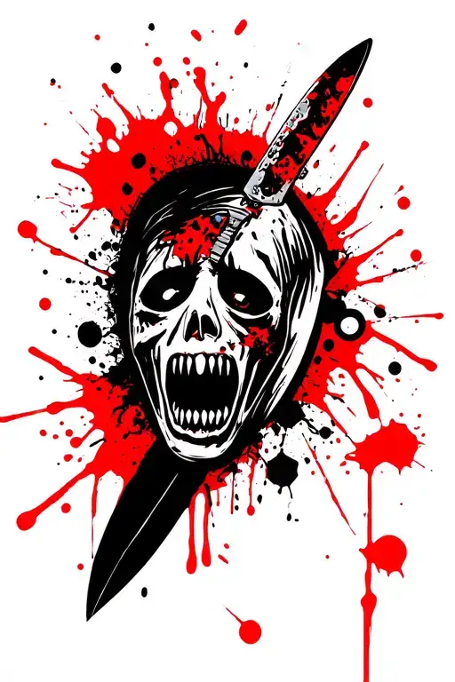 Scream Mask With Knife Through The Eye