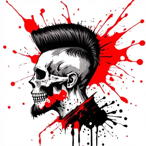 Skull With Quiff And Beard