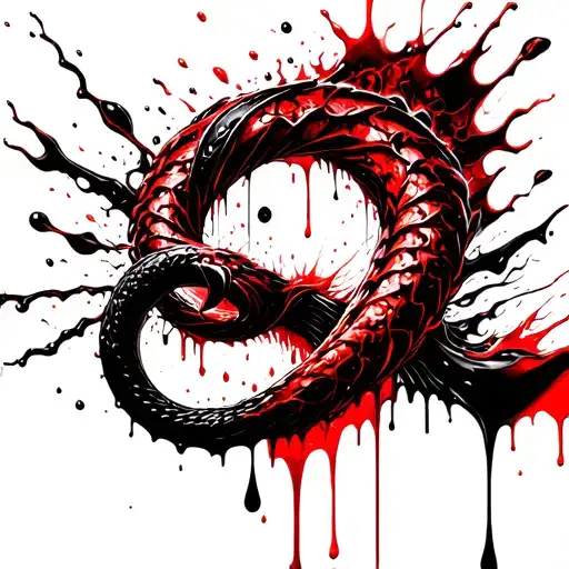 Ouroboros Devouring Itself With Drops Of Blood