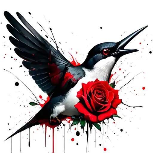 Swallow With Rose