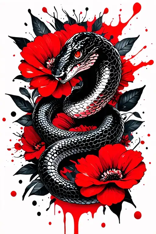 Snake And Flowers