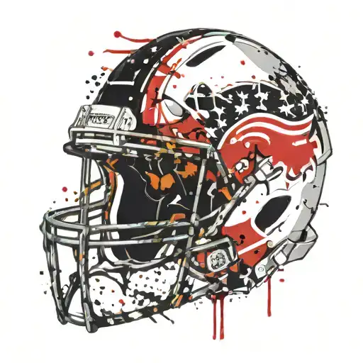 American Football Helmet With Mv Logo On It In Bing Gould With A Football Below It