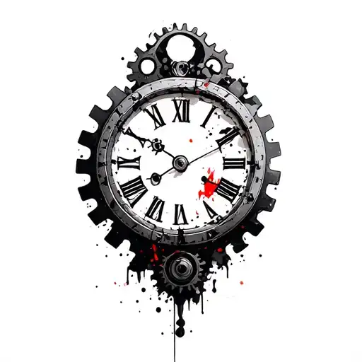 A Simple Old Clock With Gears Forming The Shape