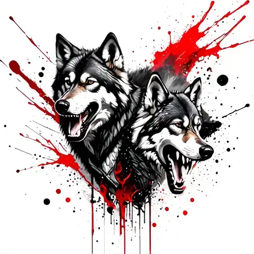 A Pack Of Wolves With Their Snarls Up