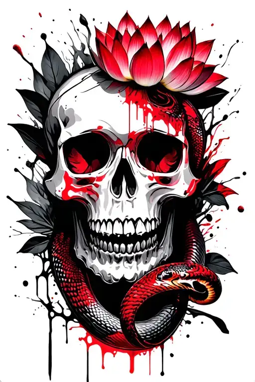 Skull Snake Lotus Flower