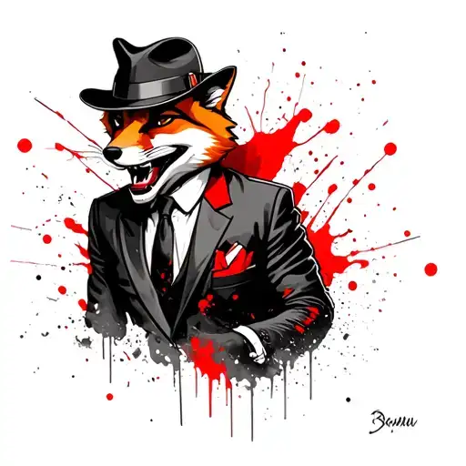 Fox With A Sly Laugh In A Suit And A Hat
