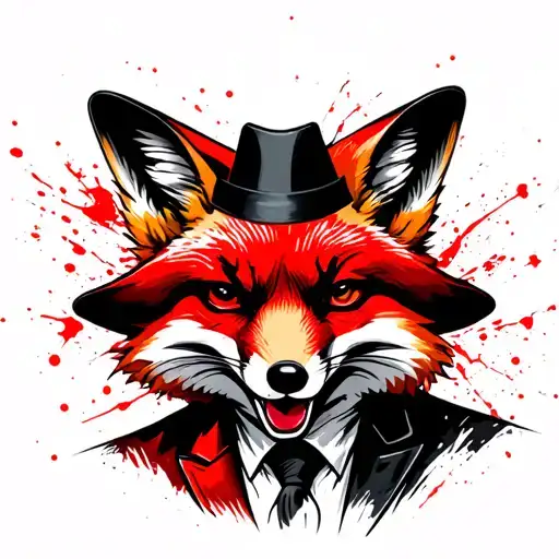 Fox With A Sly Laugh In A Suit And A Hat
