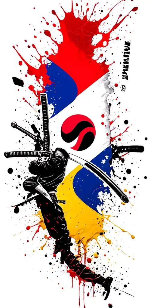 Hapkido Yi Yan Katana Flag Of South Korea And Venezuela