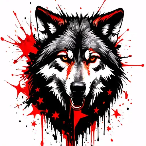 Wolf Surrounded By Stars