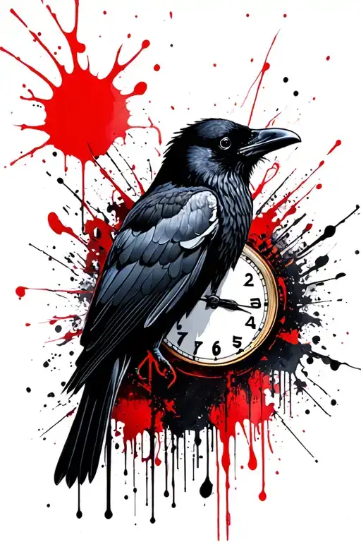 Crow Time Clock Head Skull