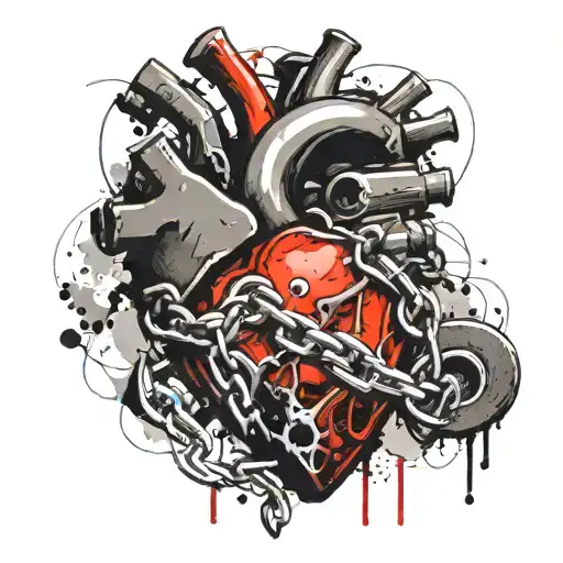 Human Heart With A Lock And Chain Wrapped Around It