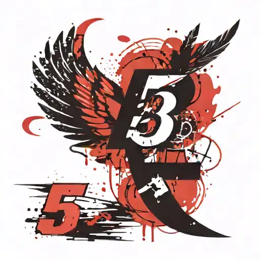 Number 5 With Font With Wings